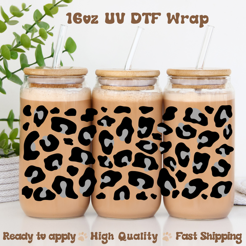 Leopard Gray - 16oz UV DTF Wrap