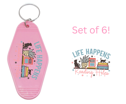 Life Happens Reading Helps - UV DTF Motel Keychain Decals