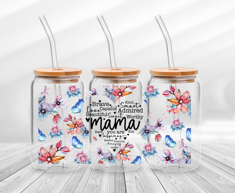 Mama  Butterflies and Flowers- 16oz UV DTF Wrap