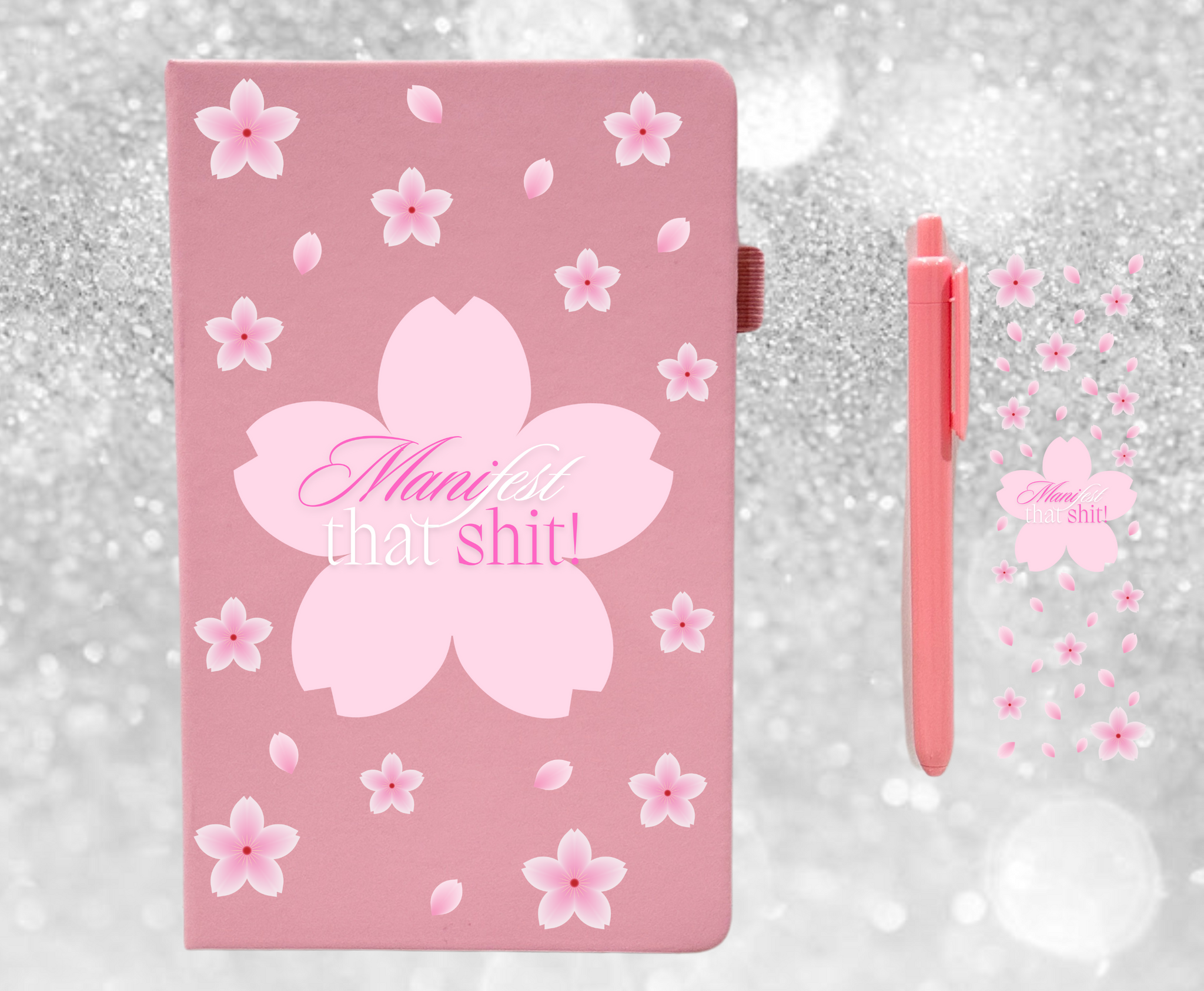 Manifest Cherry Blossom- UVDTF Notebook Decal & Pen Wrap