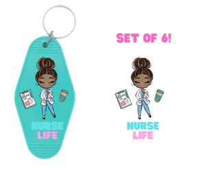 Nurse Life II-UV DTF Motel Keychain