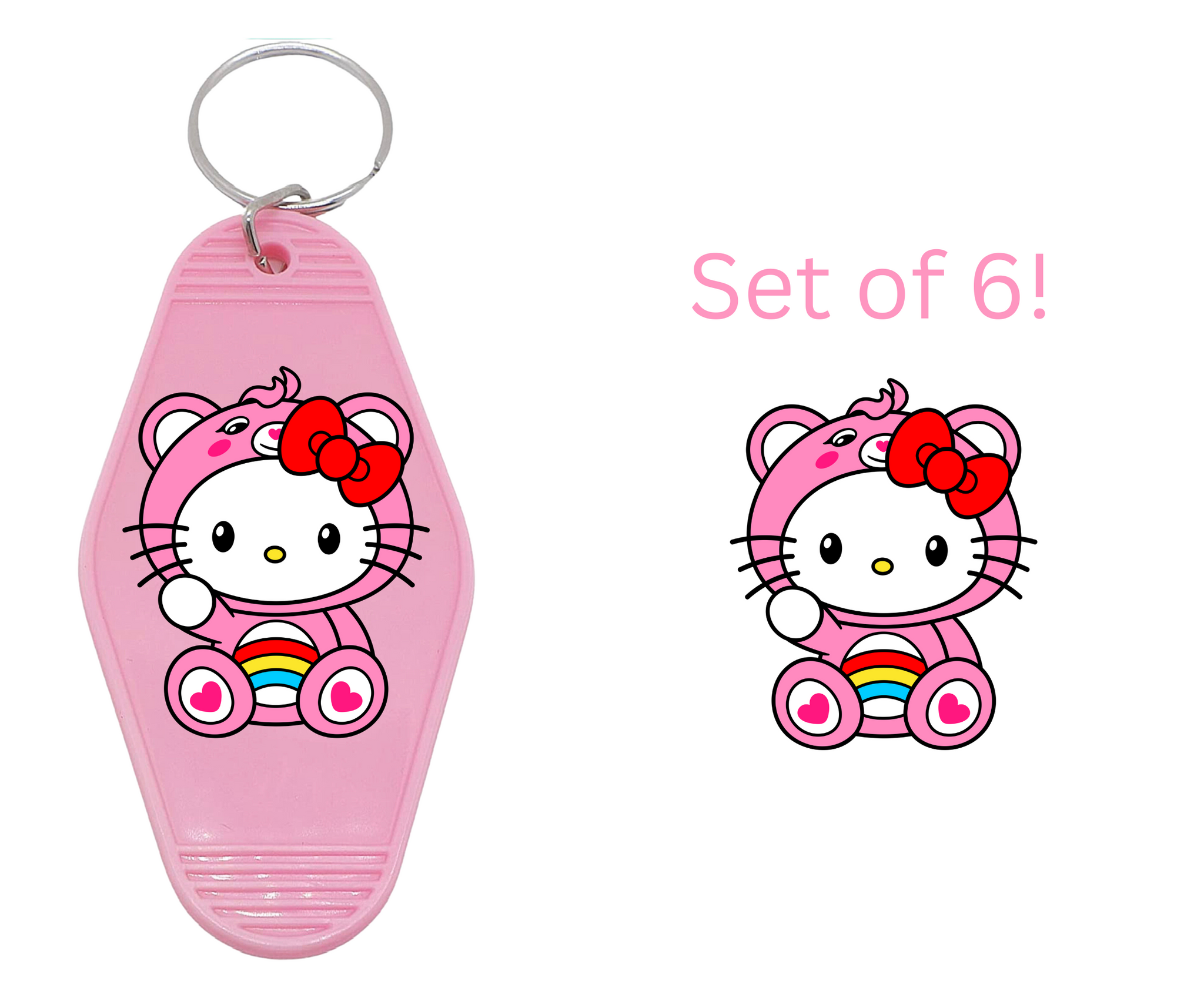 Pink Bear - UV DTF Motel Keychain Decals