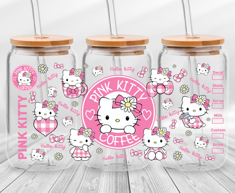 Pink Cat Coffee- 16oz UVDTF Wrap