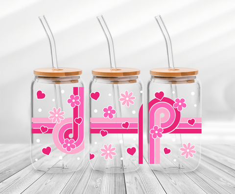 Pink Hearts & Daisies-16oz UV DTF Wrap