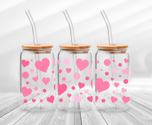 Pink Hearts & Dots-16oz UV DTF Wrap