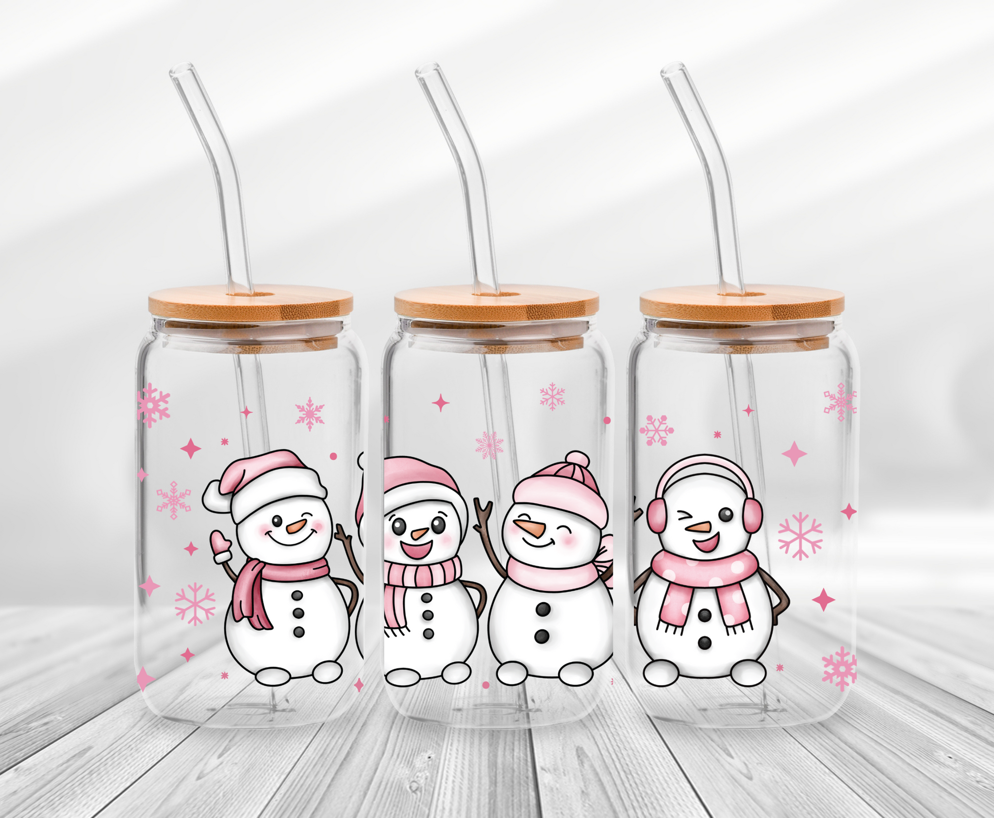 Pink Snowman -16oz UVDTF Cup Wrap