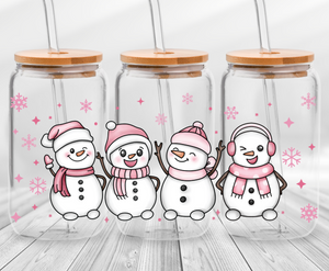 Pink Snowmen -16oz UVDTF Cup Wrap