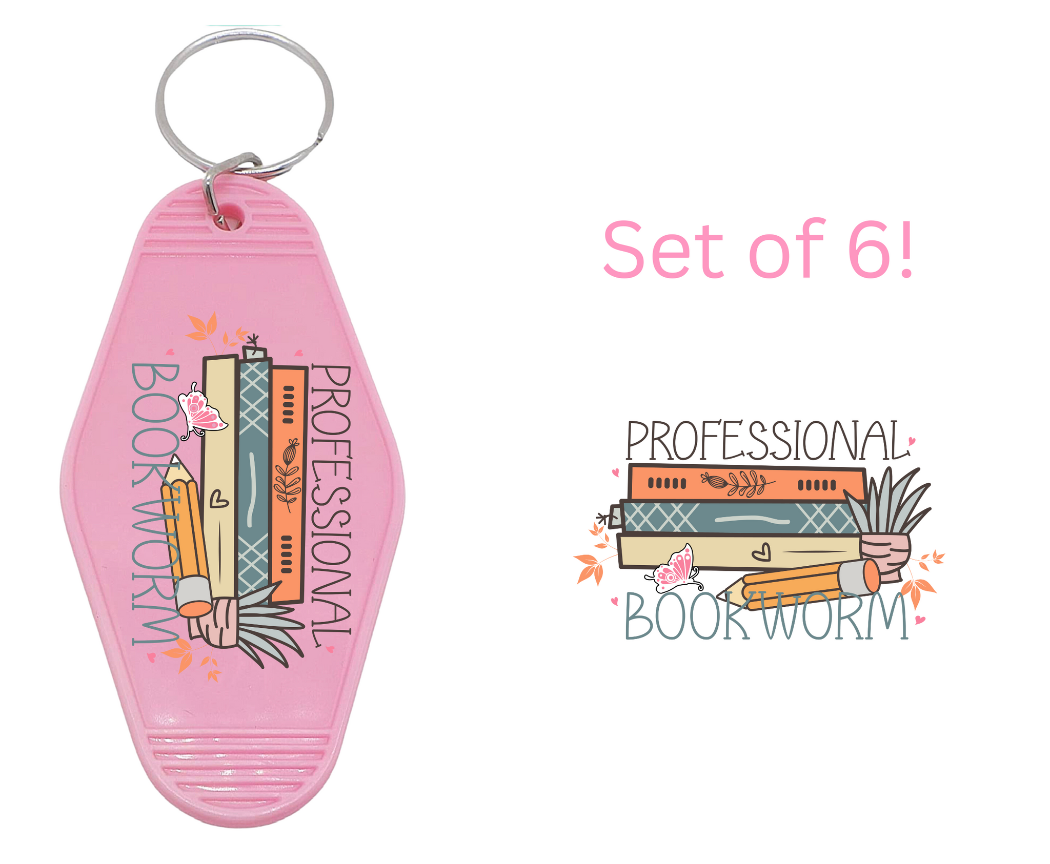 Professional Bookworm - UV DTF Motel Keychain Decals