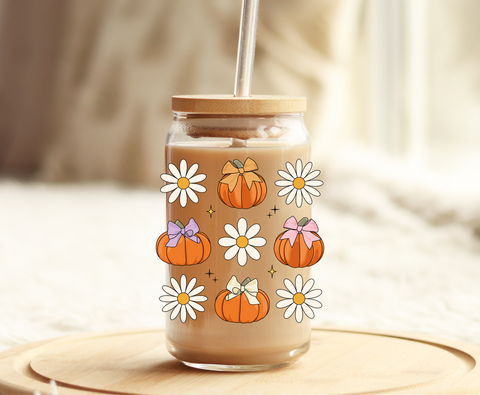 Pumpkin and flowers-UVDTF Decal