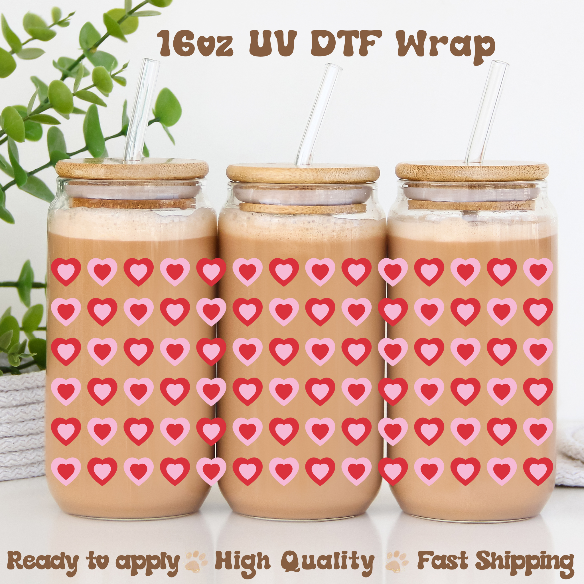 Red Hearts - 16oz UV DTF Wrap