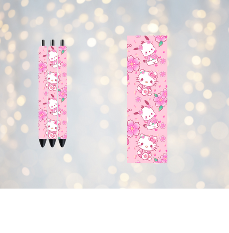 Sakura Friends Pink Background - UV DTF Pen Wrap