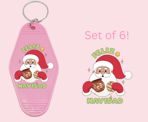 Santa Feliz Navidad - UV DTF Motel Keychain Decal