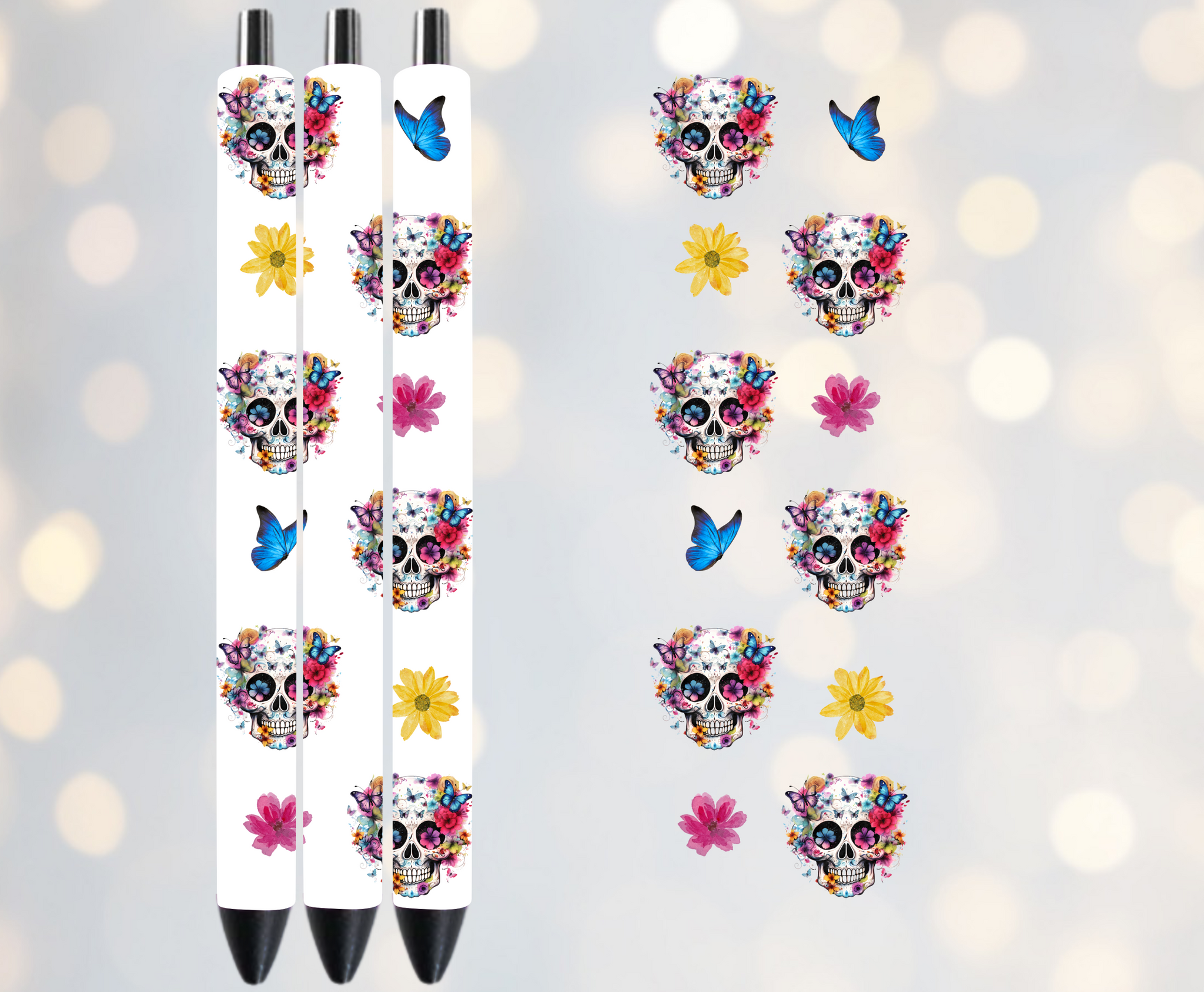 Skulls Butterflies - UVDTF Pen Wrap