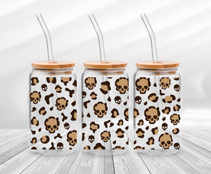 Skulls Leopard -16oz UVDTF Cup Wrap