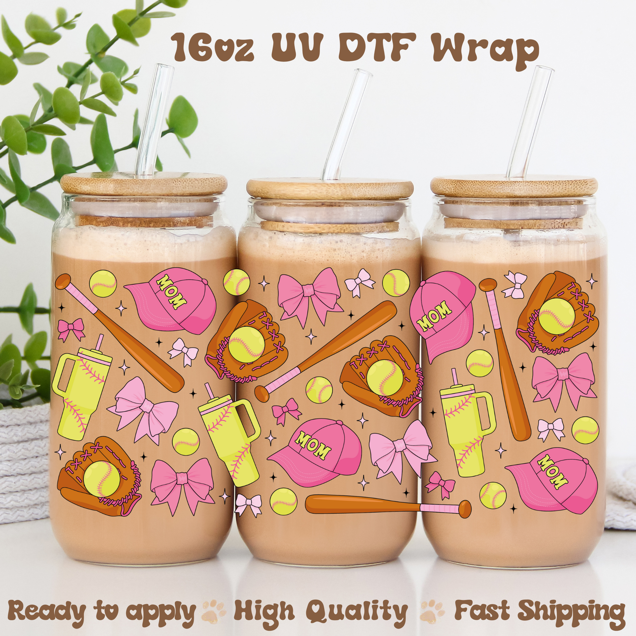 Softball Mom- 16oz UV DTF Wrap