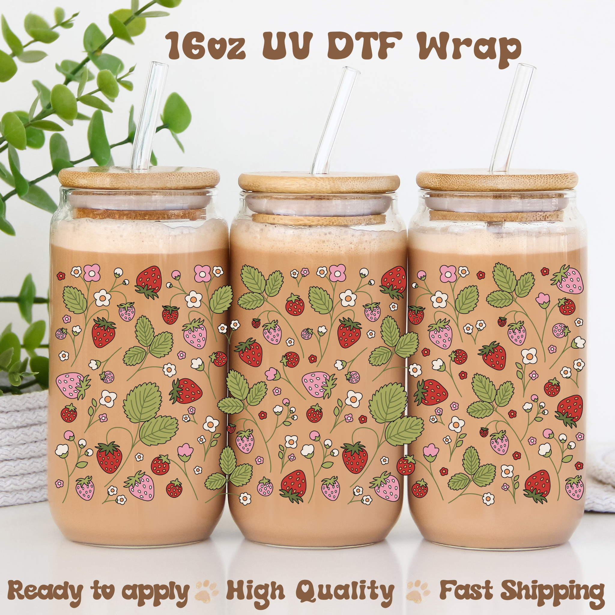 Strawberry Bloom - 16oz UV DTF Wrap