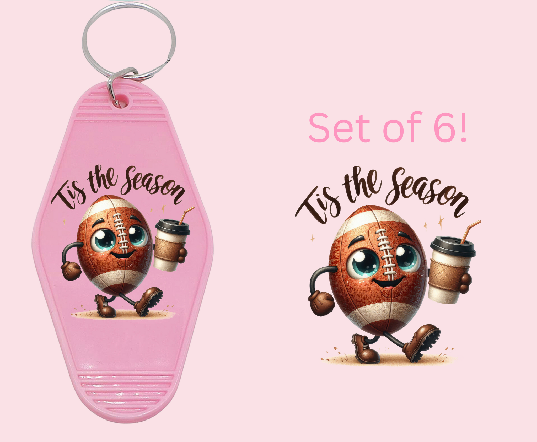 Tis’ The Season Football - UV DTF Motel Keychain Decal