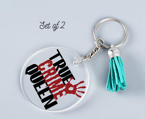 True Crime Queen UV DTF Keychain Decal (set of two)