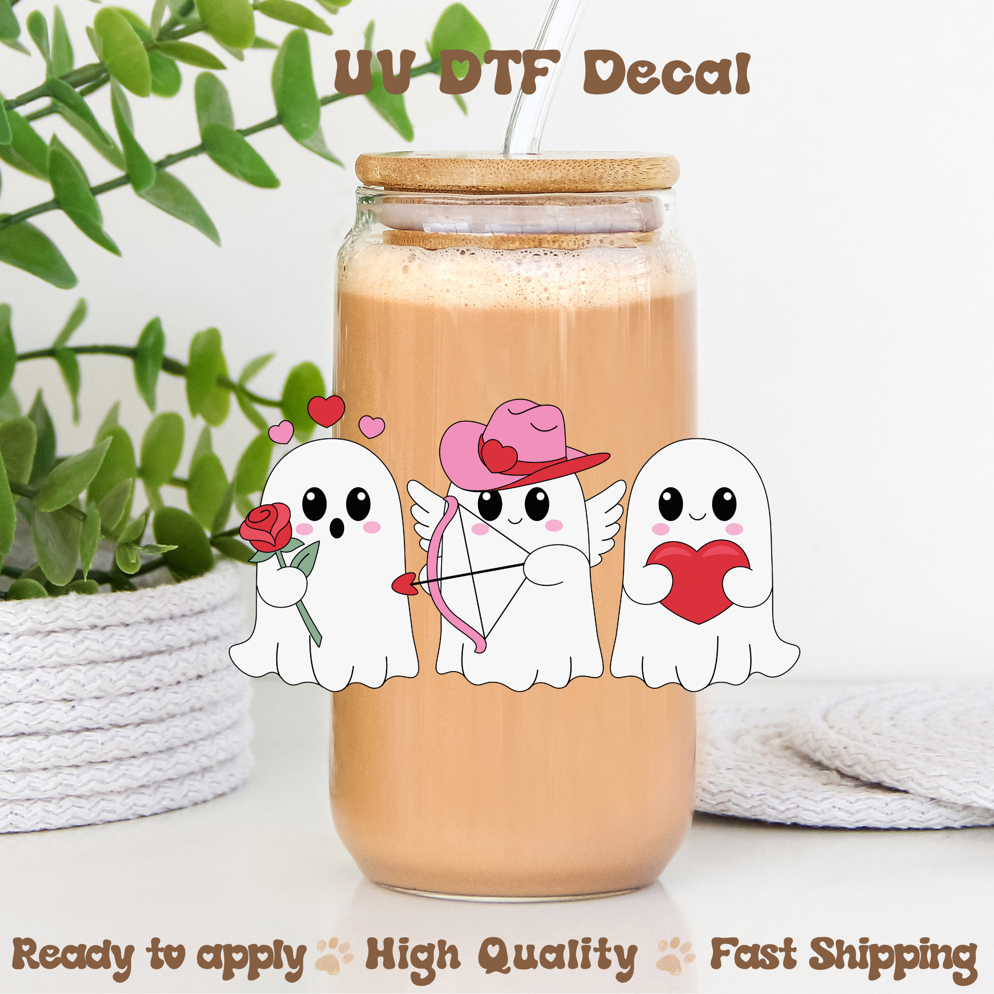 Valentine's Howdy Ghost -UVDTF Decal