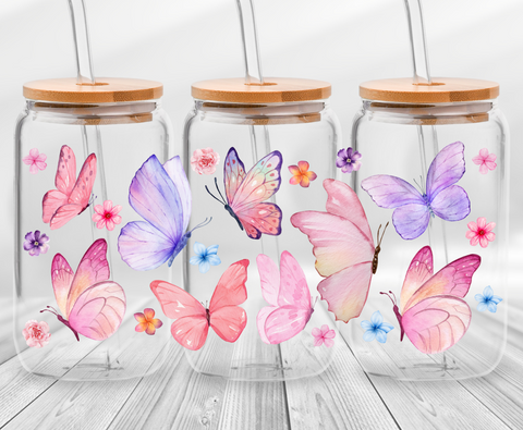 Water Colors Butterflies -16oz UVDTF Cup Wrap