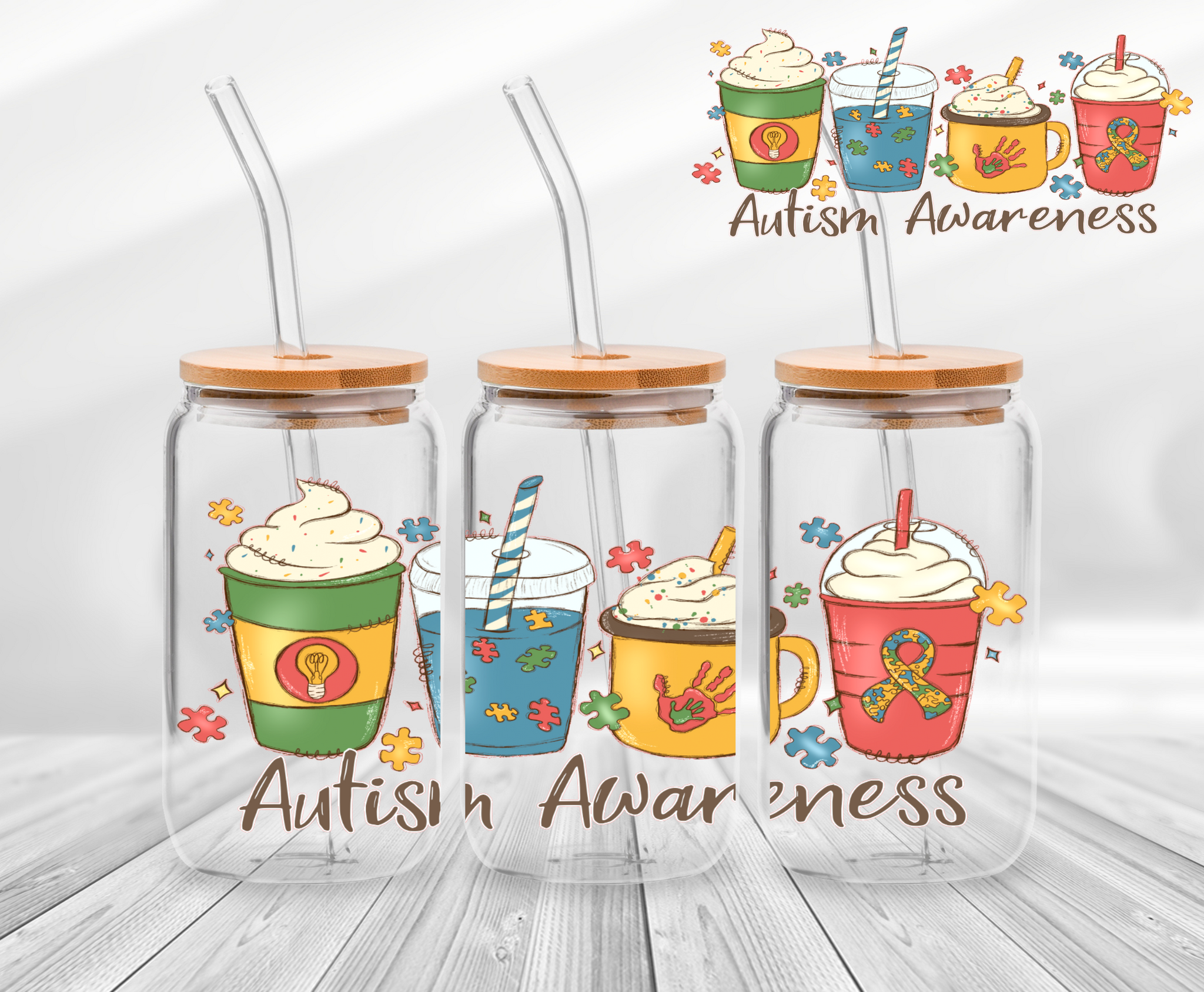 Autism Latte - 16oz UV DTF wrap